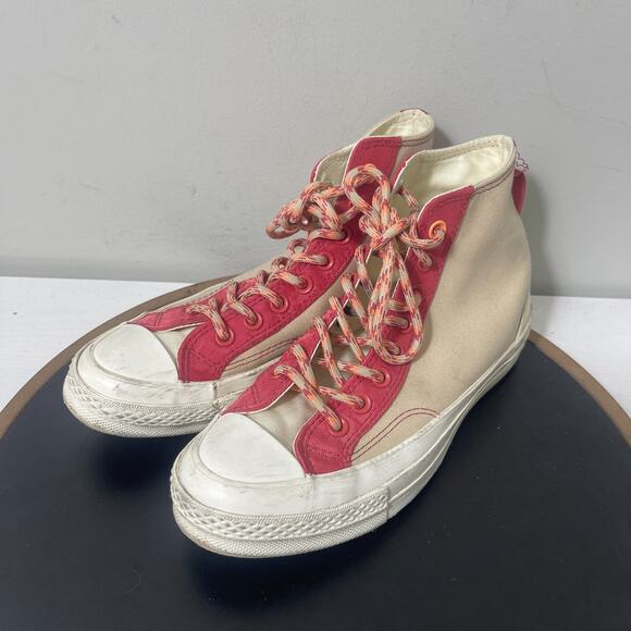 Converse Chuck 70 High Rhubarb Pie Colorblock Overlay Men 6.5 Women 8.5 Red Tan - Picture 4 of 11